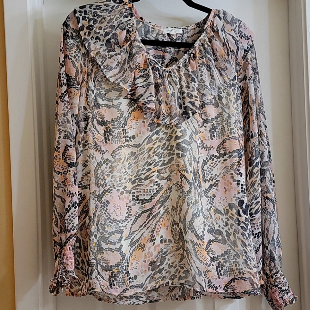 Maurice's Ruffled Colar Long Sleeve Dress Blouse
